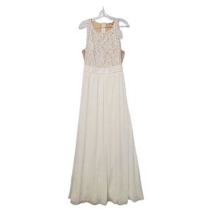 LULUS Maxi Dress Sleeveless White Lace & Chiffon Formal Special Event Lined Sz M